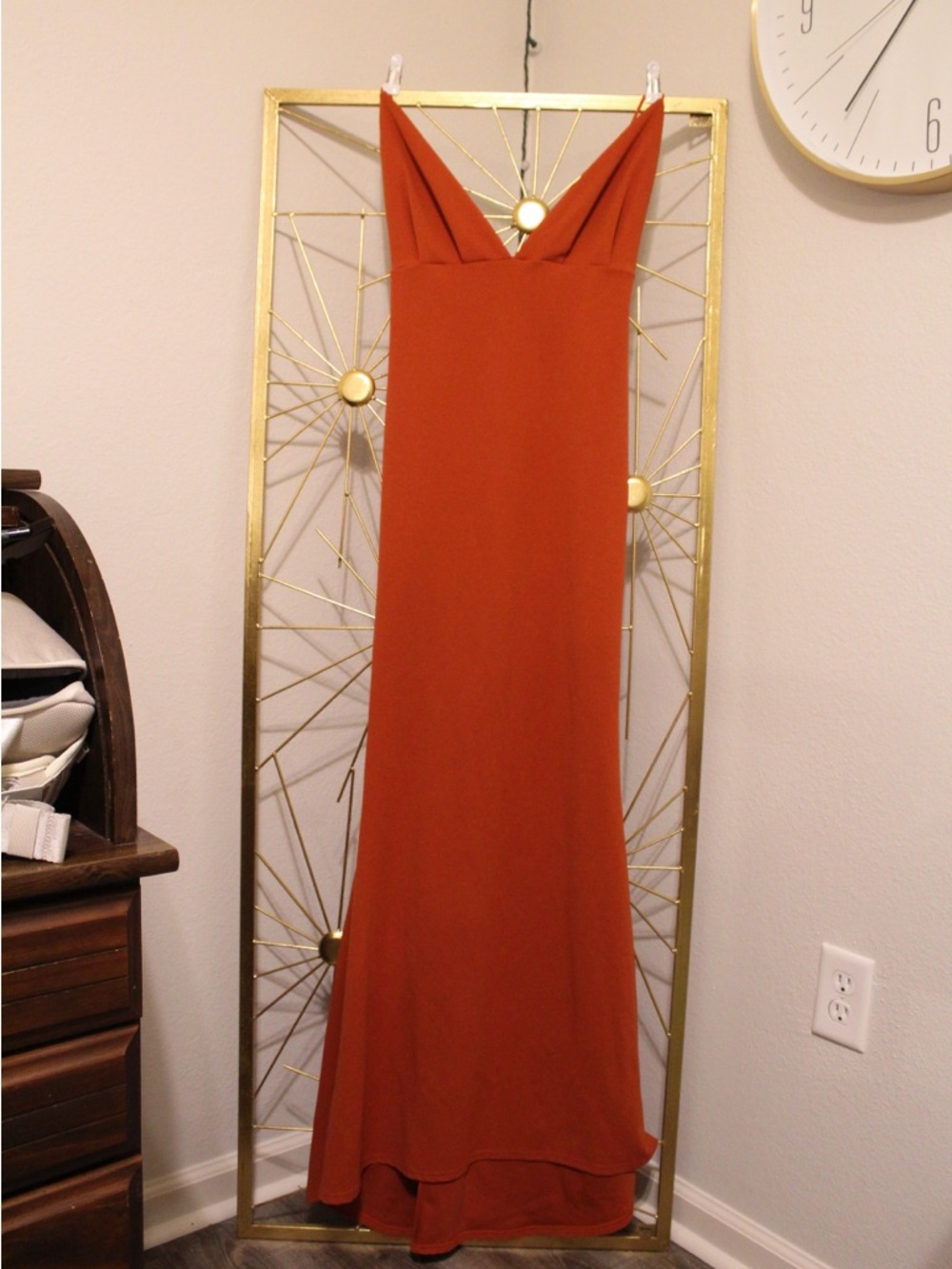 Missguided Rust Orange V-Neck Maxi Dress
